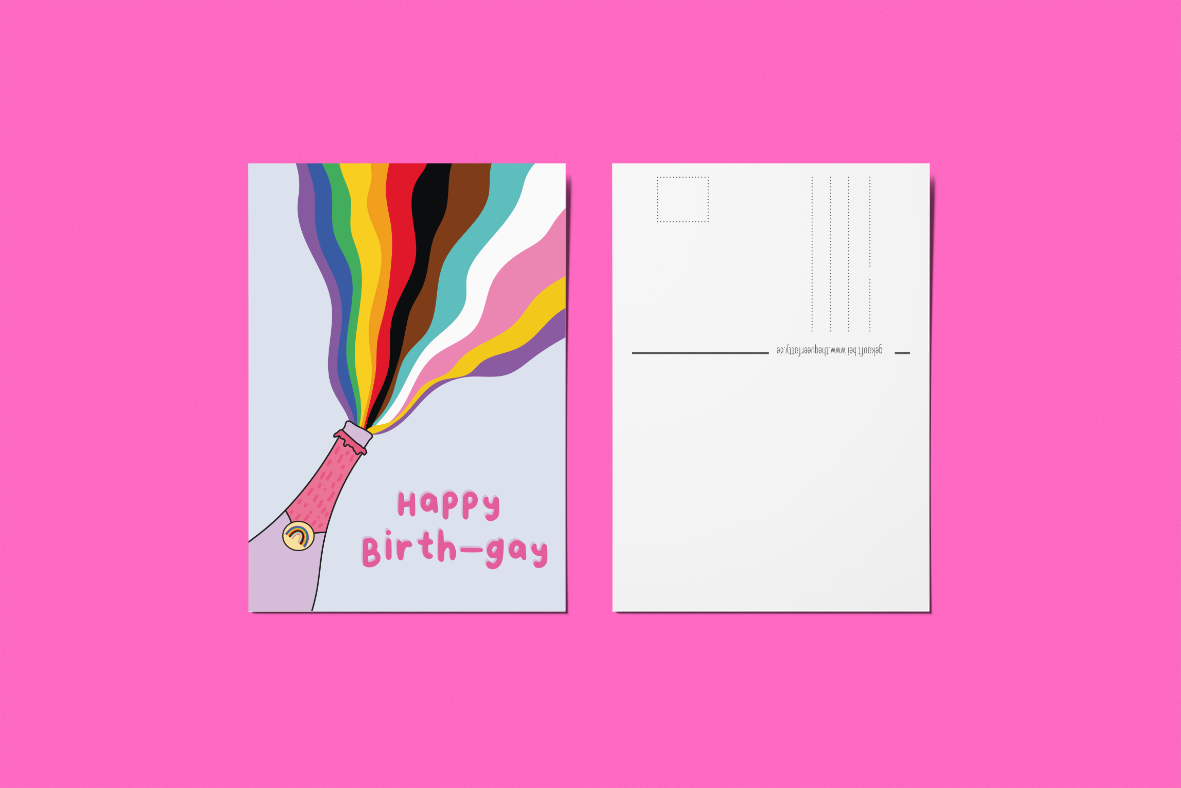 Postkarte Happy Bith-gay